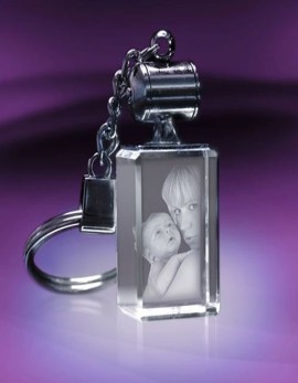 Rectangle Crystal Photo Keychain with White Light