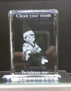 3D Elf on a Shelf trapped in Crystal
