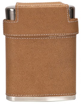 Laser Engraved Leather Flask with Lid and 3 Shot Glasses