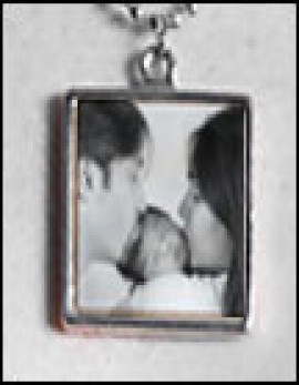 1" Square Crystal Photo Pendant with Frame