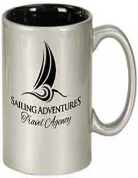 Round Silver Laser Engraved Mug - Lasers Black
