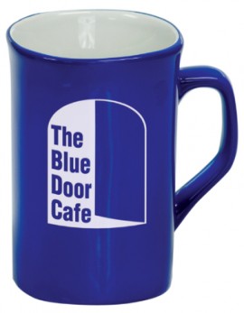 Blue Laser Engraved Mug - Lasers White