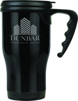 14 oz Black Laserable Stainless Steel Travel Mug with Handle