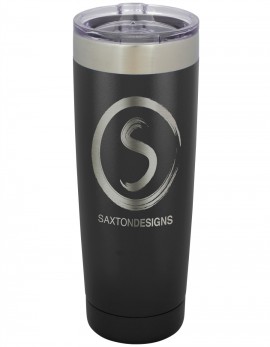 20 oz. Black Vacuum-Insulated Tumbler with Silver Ring Top