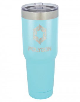30 oz. Light Blue Vacuum-Insulated Tumbler with Silver Ring Top