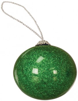 Plastic Green Glitter Ball Ornament