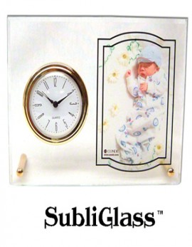 Subliglass Desk Clock 6" x 8" w/Border