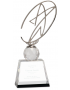 10" Clear/Black Crystal Award with Silver Metal Oval Star
