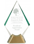 9" Diamond Jewel Glass Award with Gold Metal Base