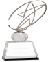 10" Clear/Black Crystal Award with Silver Metal Oval Star