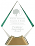 9" Diamond Jewel Glass Award with Gold Metal Base