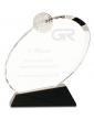 6 1/2" Clear Crystal Oblong Golf Award on Black Crystal Base