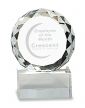 4" Round Facet Crystal on Clear Pedestal Base
