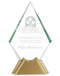 9 3/4" Diamond Jewel Glass Award with Gold Metal Base